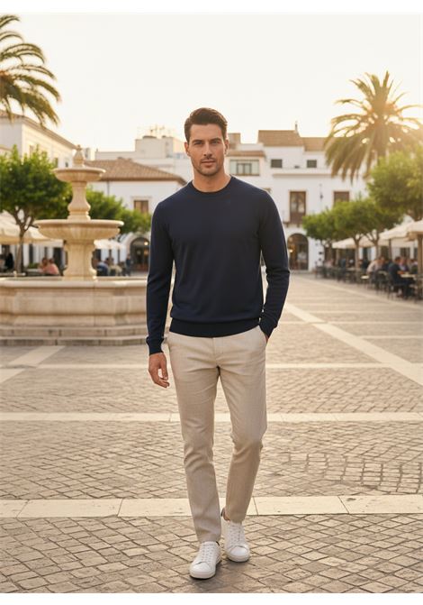 Daniele Fiesoli Dry Cotton Crewneck Knit Pullover Navy Blue DANIELE FIESOLI |  | 03030023